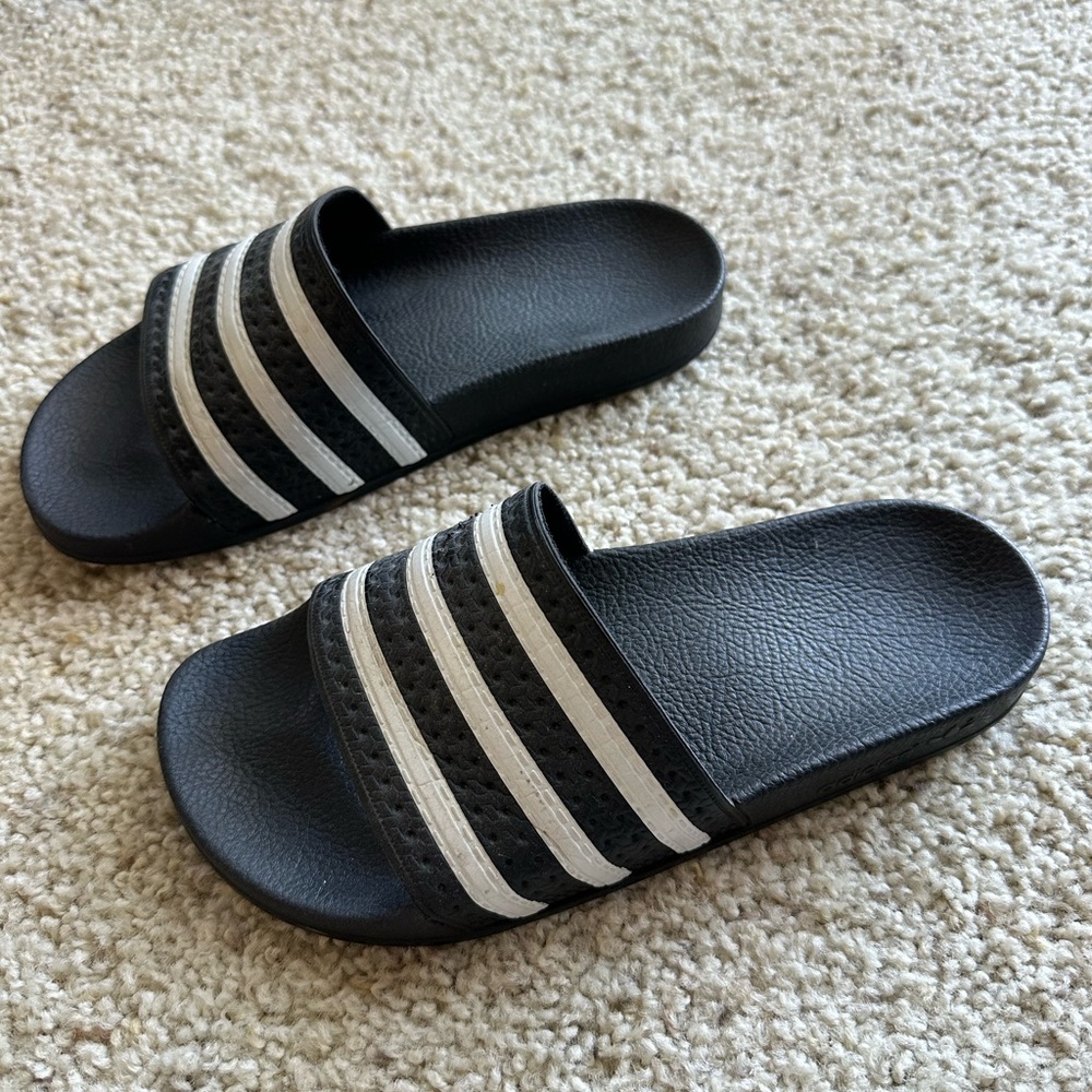 Adidas Black and White Slides